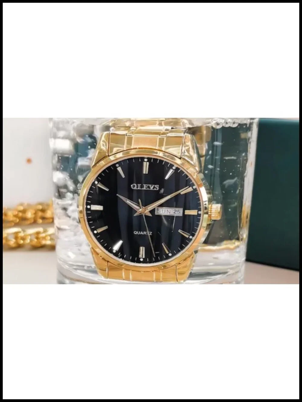 Men's Gold Tone Stainless Steel Analog Quartz Dress Watch Luminous Waterproof